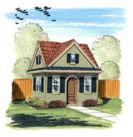 This is a colorful rendering of these Garden Shed Blueprints.