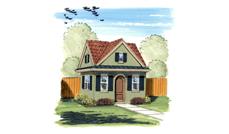 This is a colorful rendering of these Garden Shed Blueprints.