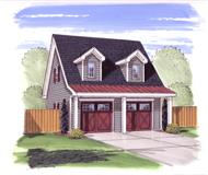 This is a colorful rendering of this set of Garage Plans.