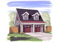 This is a colorful rendering of this set of Garage Plans.