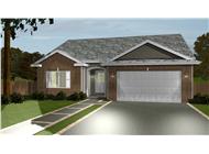This is the front elevation for these Ranch House Plans.