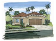 This is a colored front elevation of these Spanish House Plans.