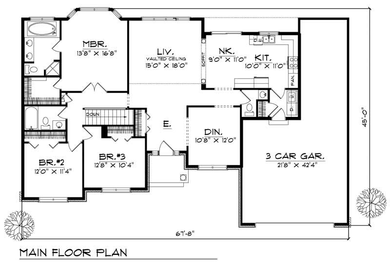 Ranch Home With 3 Bdrms 1750 Sq Ft House Plan 101 1729