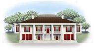 This is a front elevation of these Prairie Houseplans.