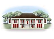 This is a front elevation of these Prairie Houseplans.