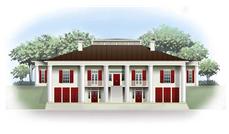 This is a front elevation of these Prairie Houseplans.