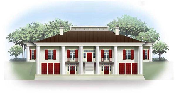 This is a front elevation of these Prairie Houseplans.
