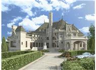 Luxury house plans color rendering.