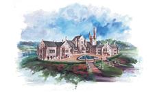 This image shows the front elevation for these Luxury House Plans, French House Plans, Victorian House Plans.