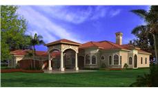 Luxury House Plans AA6095-0602 color elevation.
