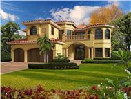 This image shows the front elevation of these Mediterranean HomePlans, Luxury HousePlans.