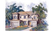 This image shows the front elevation of these Mediterranean Home Plans, Luxury House Plans.