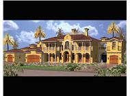 Luxury house plans AA6904-035 color rendering.