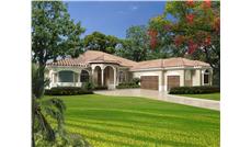 This image shows the front elevation of these Luxury House Plans.
