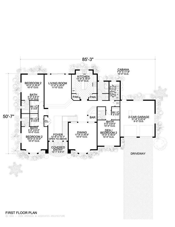 This image shows the living and dining areas of the first floor plan.