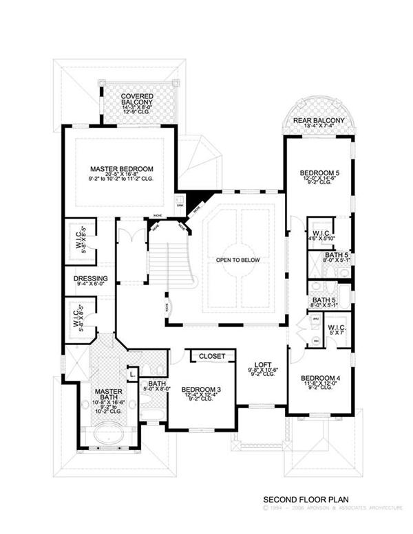 This image shows the living areas of the upper floor plan.