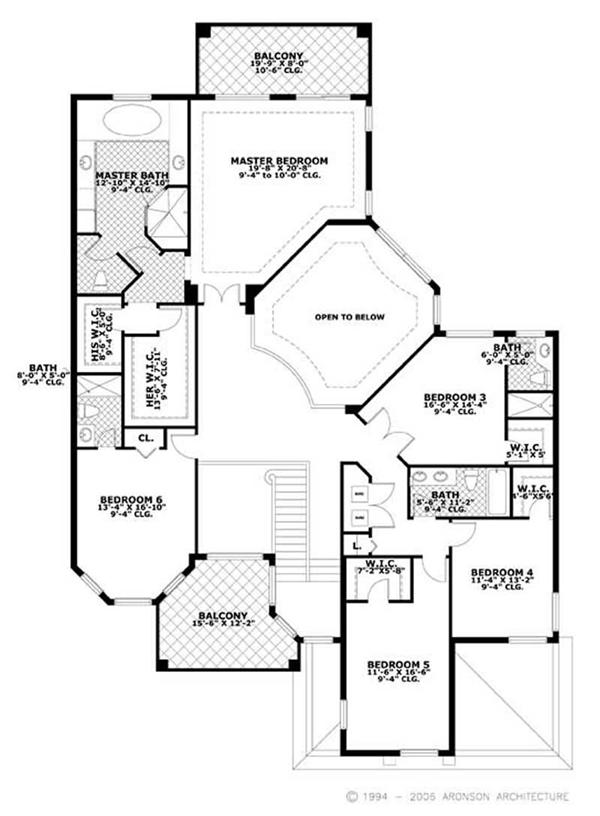 This image shows the living areas of the upper floor plan.