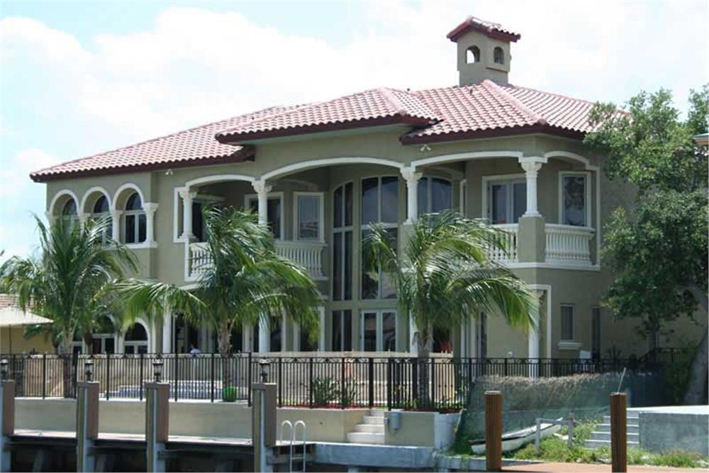 This image shows the water view of the house plan.