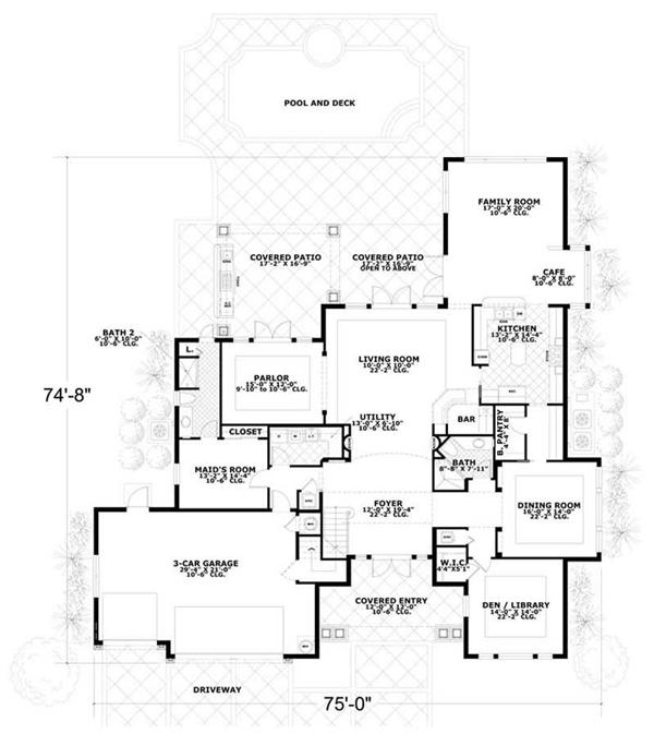 This image shows the living and dining areas of the main floor plan.