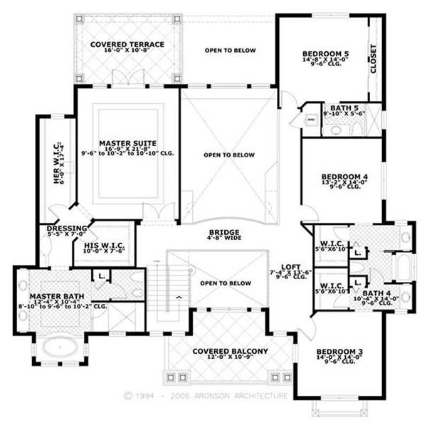 This image shows the living areas of the upper floor plan.