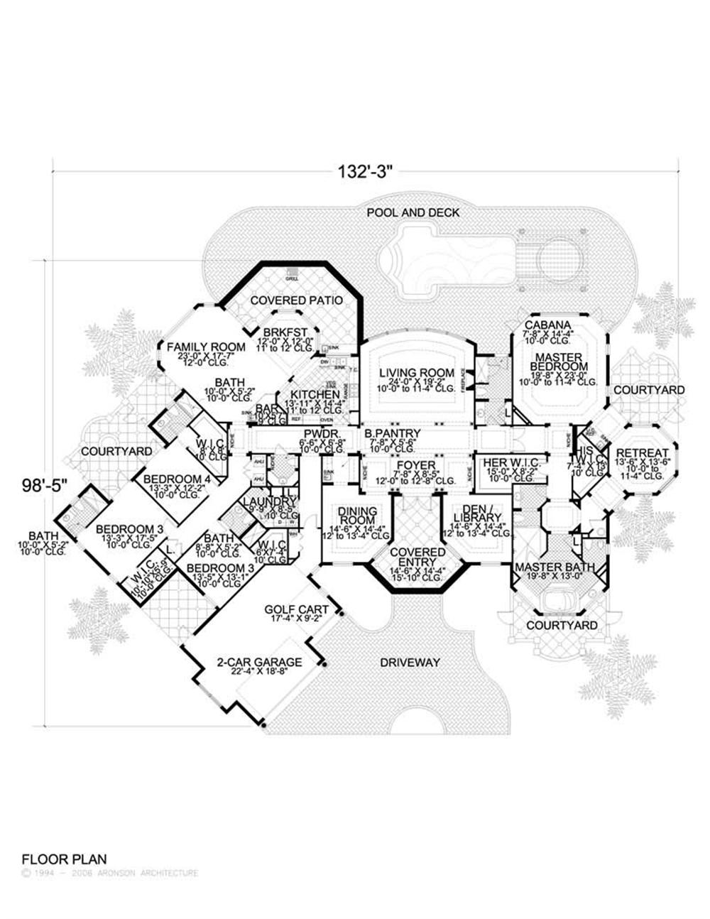 This image shows the living and dining areas of the home plan.