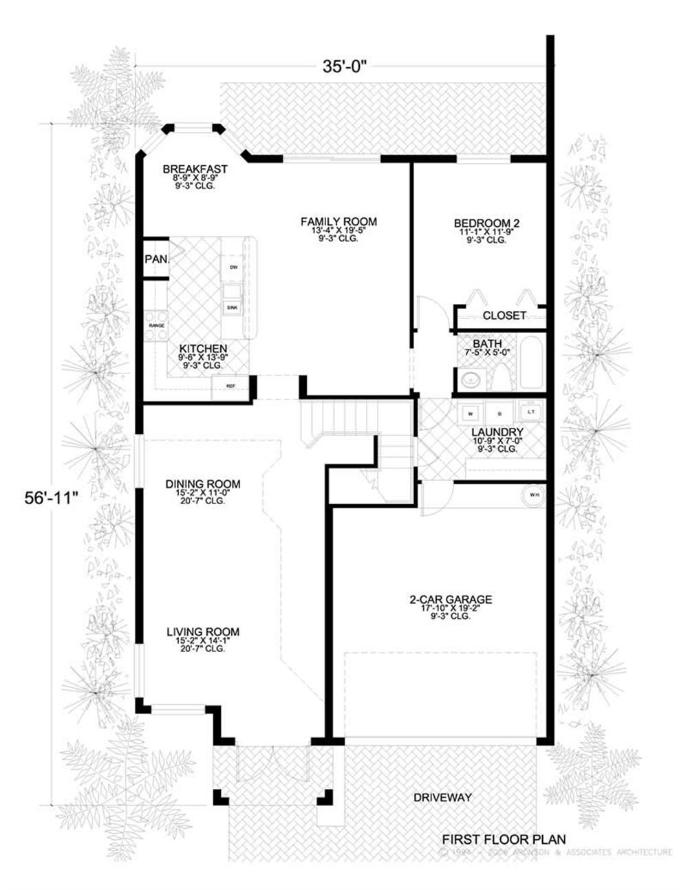 This image shows the living and dining areas of the main floor plan.