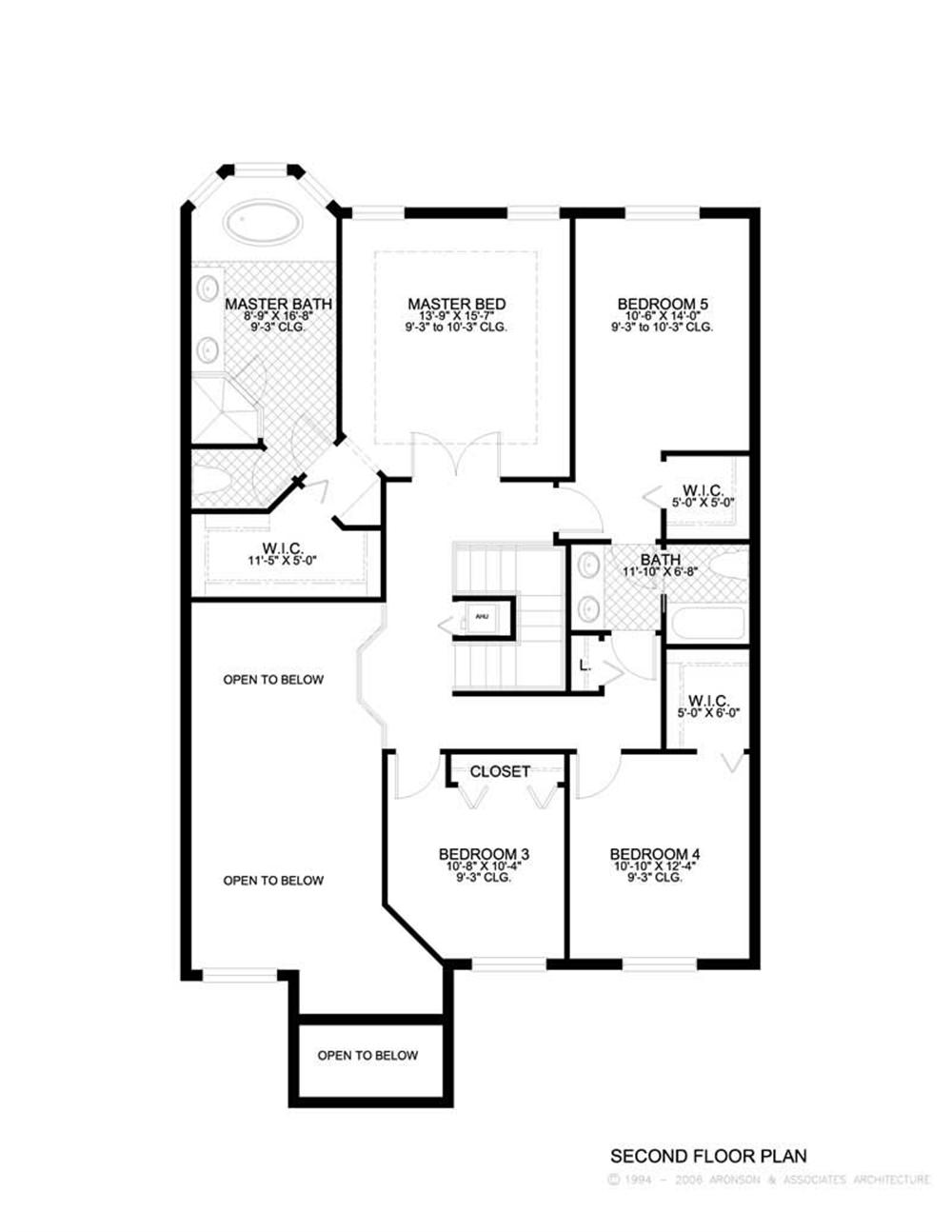 This image shows the living areas of the upper floor plan.