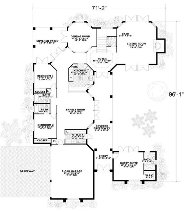 This image shows the living and dining areas of the main floor plan.