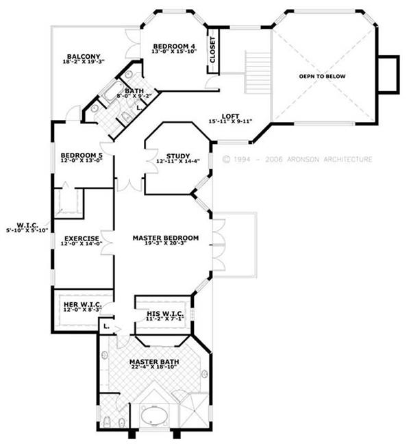 This image shows the living areas of the upper floor.
