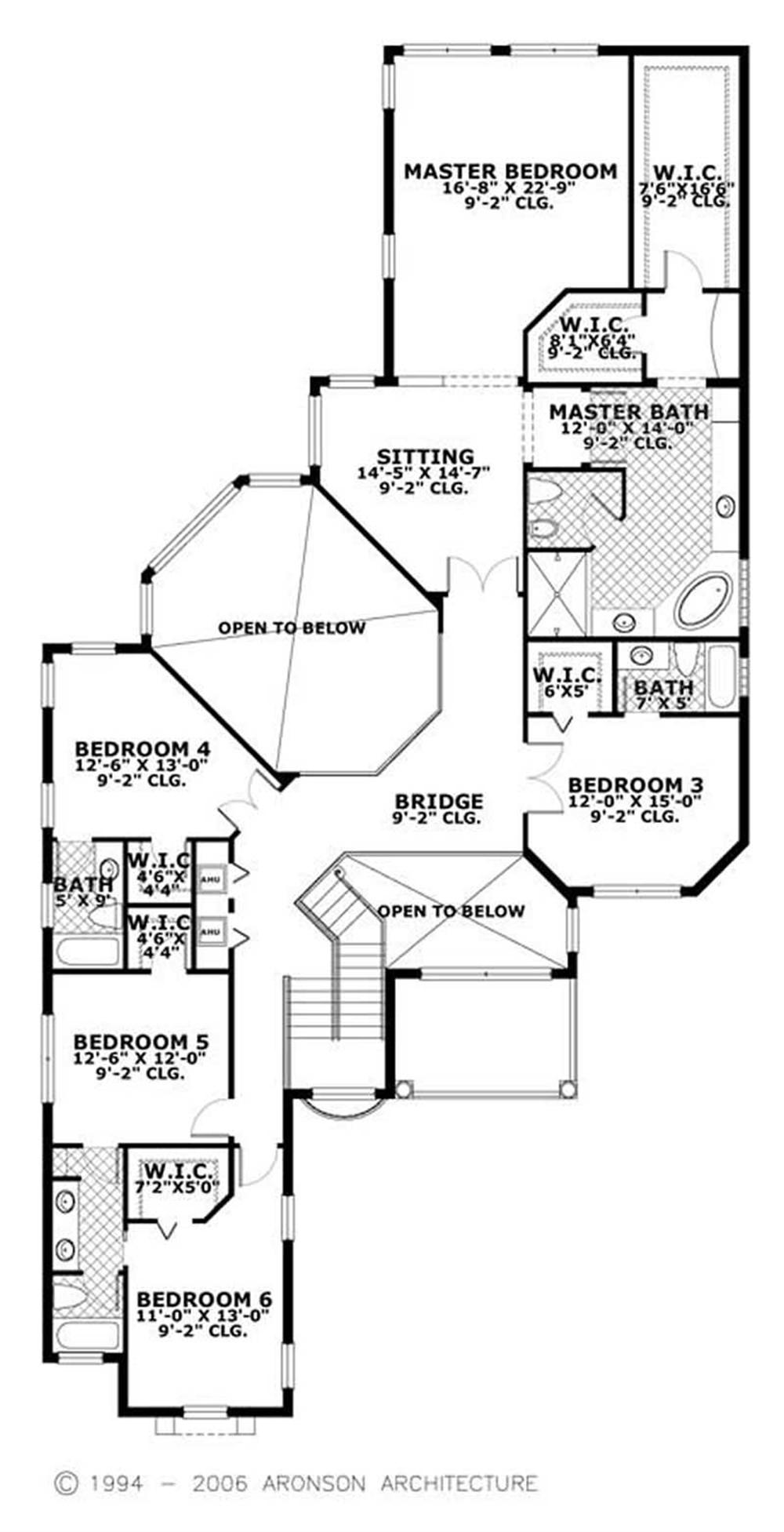 This image shows the living areas of the upper floor plan.
