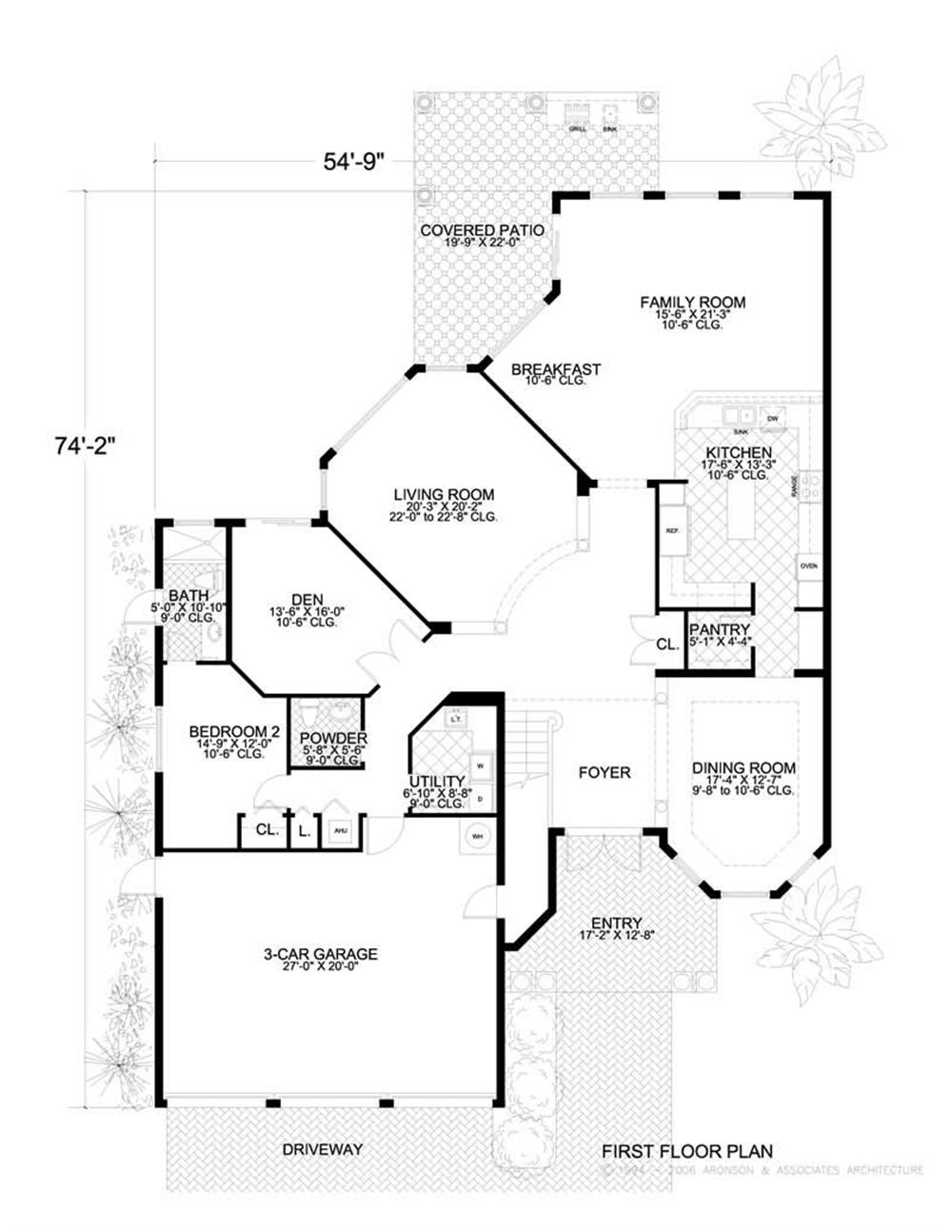 This image shows the living and dining areas of the main floor plan.