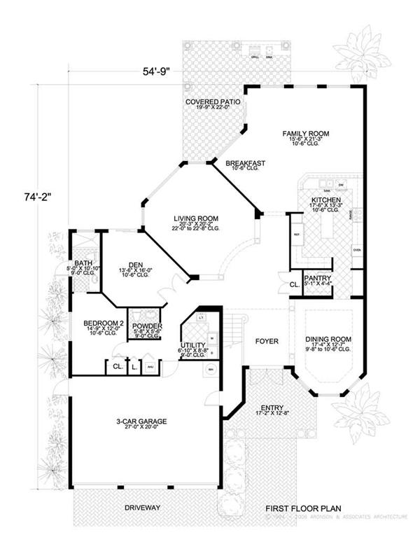This image shows the living and dining areas of the main floor plan.