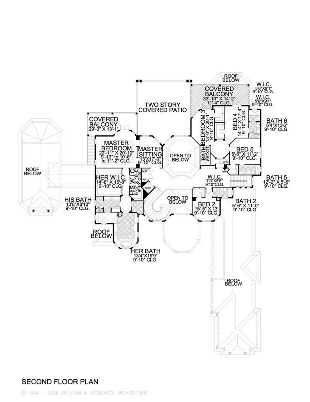 This image shows the living areas of the upper floor plan.