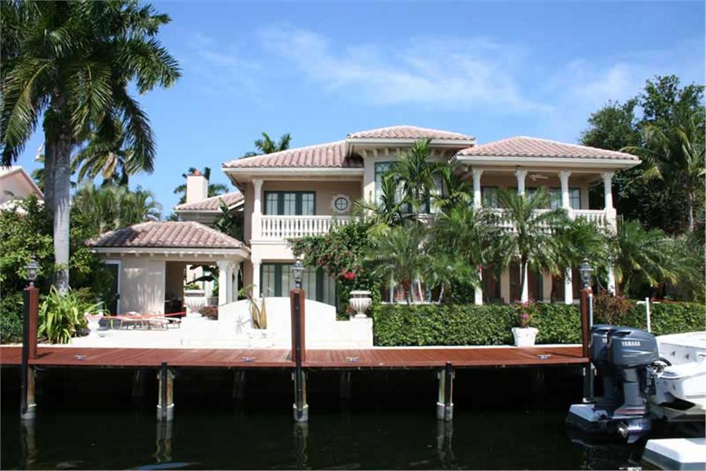This image shows the water view of the house plan.