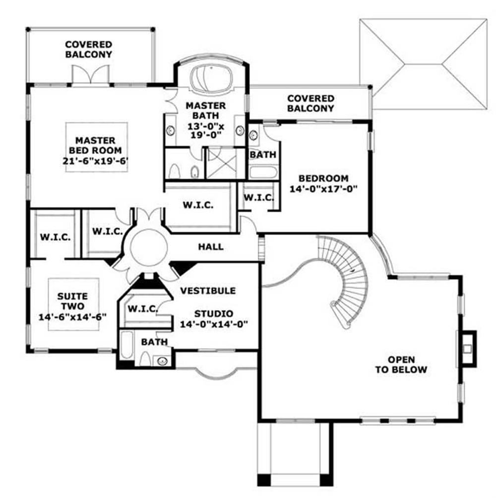 This image shows the living areas of the upper floor plan.