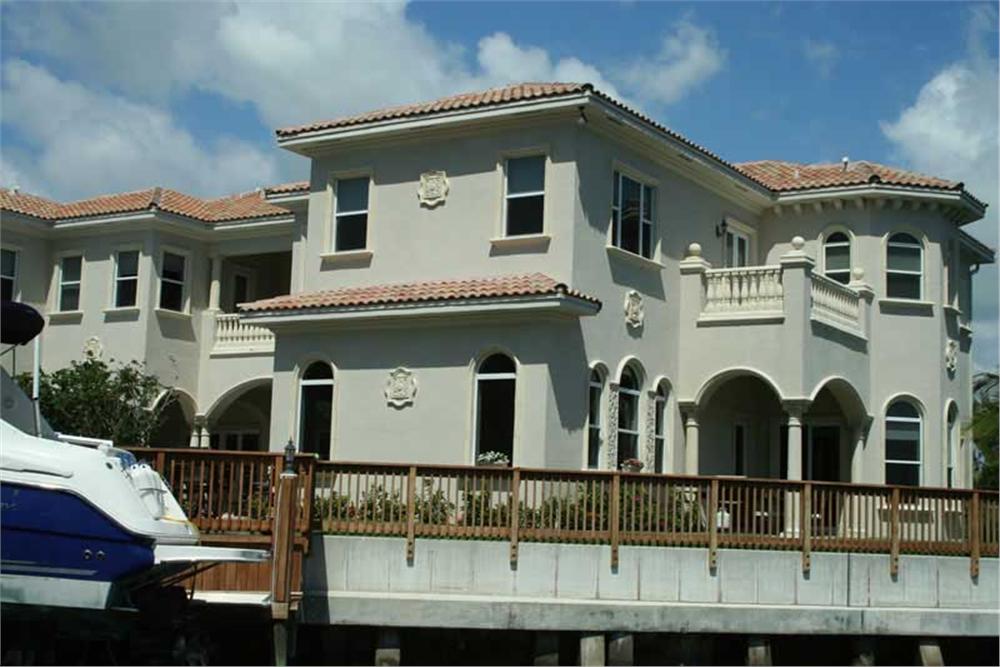 This image shows the water view of the house plan.