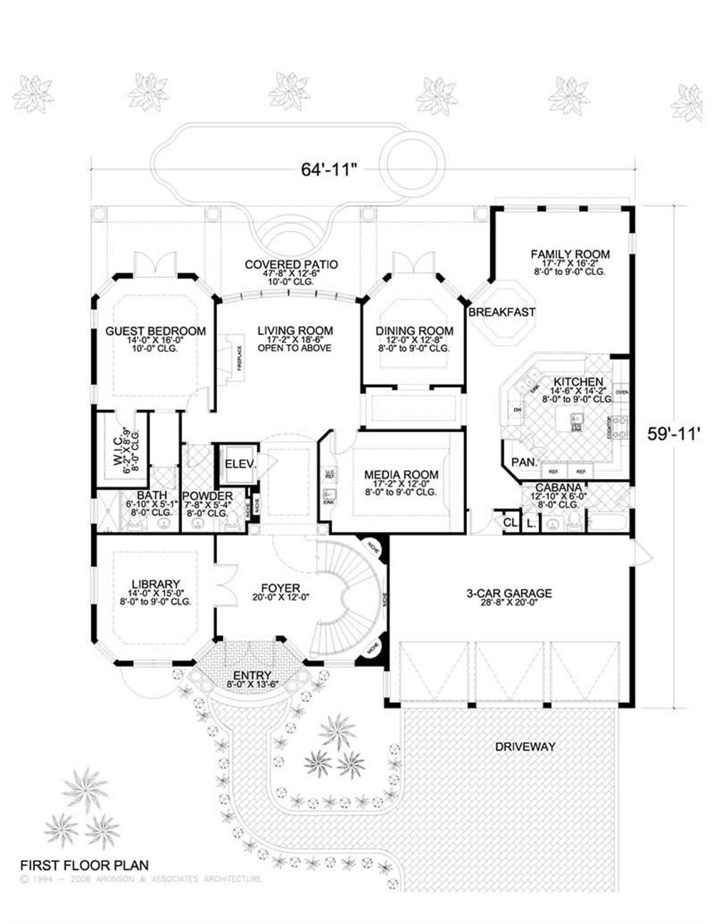 This image shows the living and dining areas of the main floor plan.