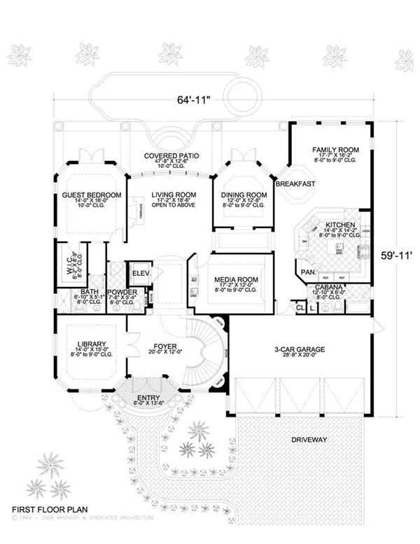 This image shows the living and dining areas of the main floor plan.