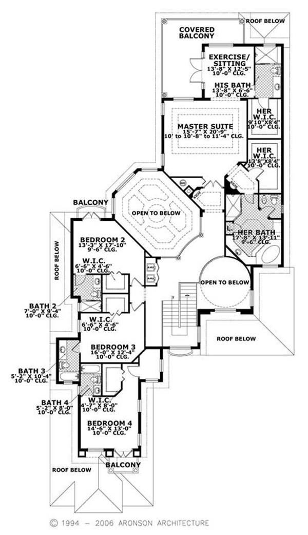 This image shows the upper living and dining areas of the house plan.