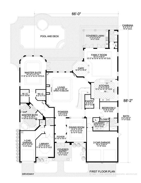This image shows the living and dining areas of the main floor plan.