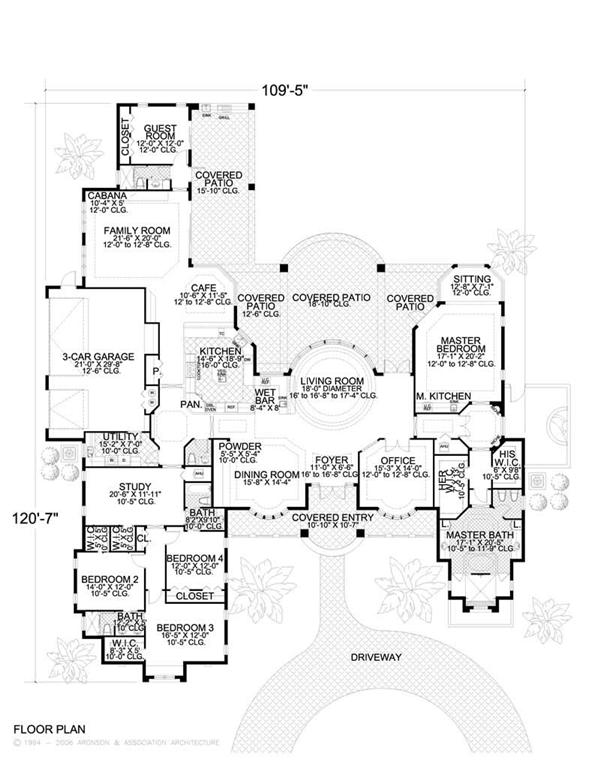This image shows the living and dining areas of the house plan.