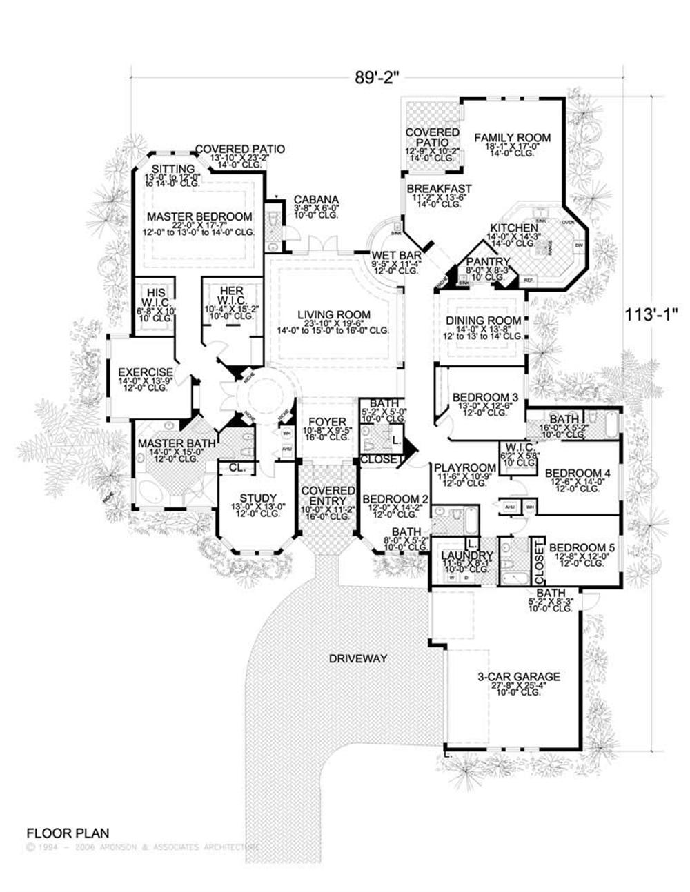 This image shows the living and dining areas of the home plan.