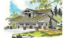 This is a colored rendering of this Garage with an apartment plan.
