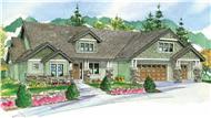 This is a colorful artist's rendering of these Craftsman House Plans.