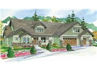 This is a colorful artist's rendering of these Craftsman House Plans.