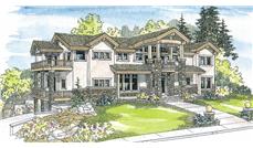 This is a colored rendering of these Luxury Home Plans.