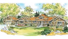 This is an artist's rendering of these Hexagon Craftsman House Plans.