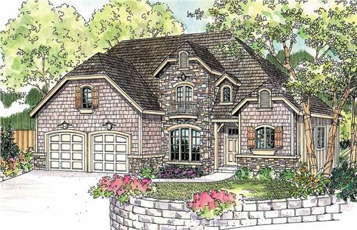 This image shows the European Style for this set of house plans.