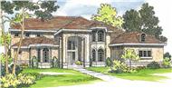 This image shows the Mediterranean Style for this set of house plans.