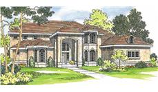 This image shows the Mediterranean Style for this set of house plans.